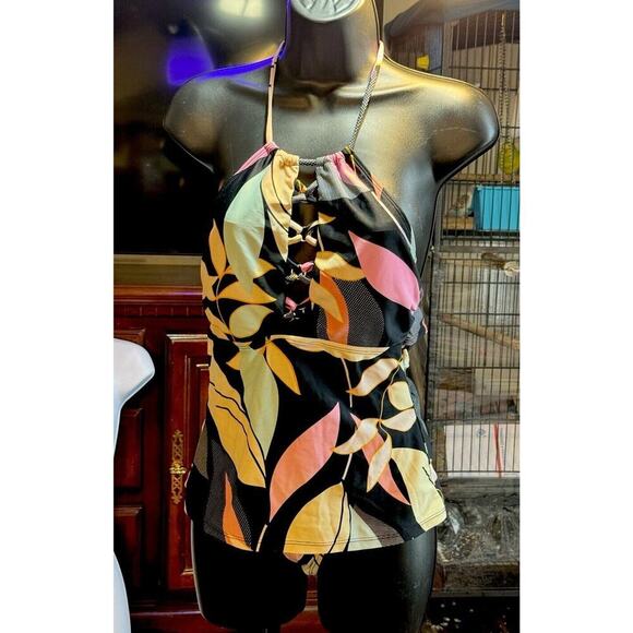 Hula‎ Honey Women's High Neck Halter Tankini Top And Bottom Size Medium - Picture 1 of 11